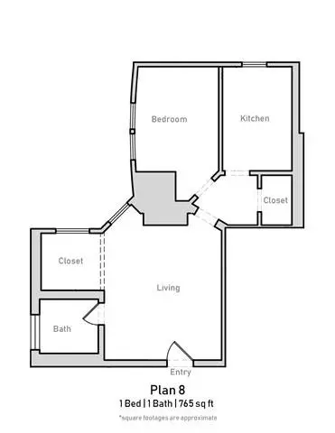 2 Beds • 1 Bath 208 floor plan