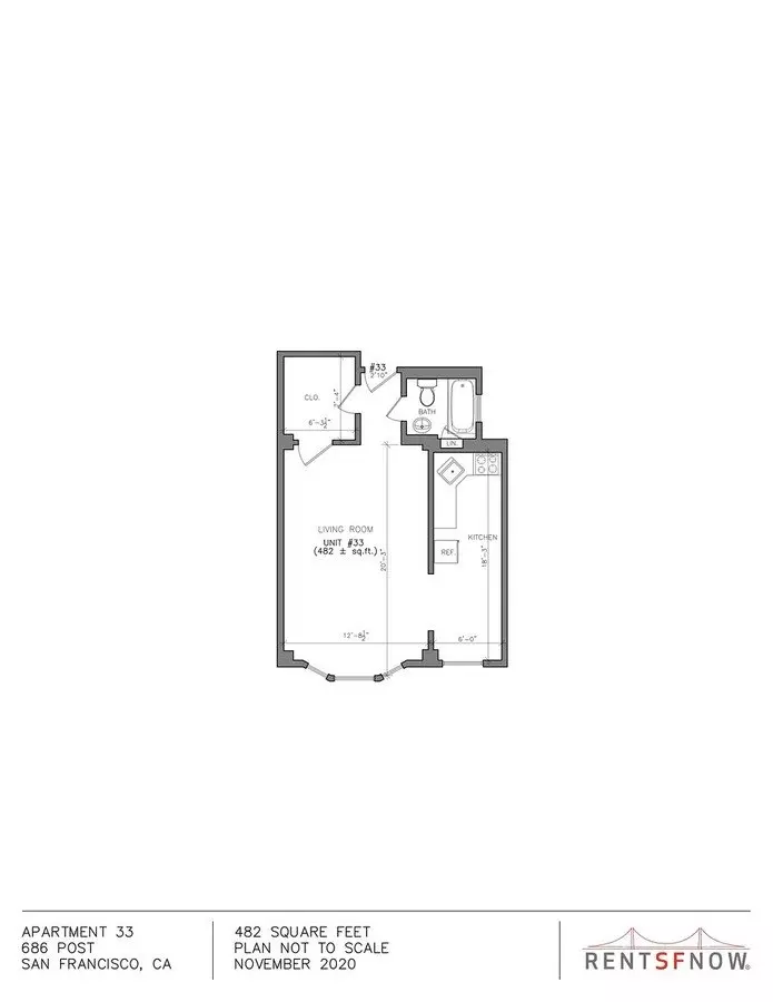 Studio • 1 Bath - floor plan