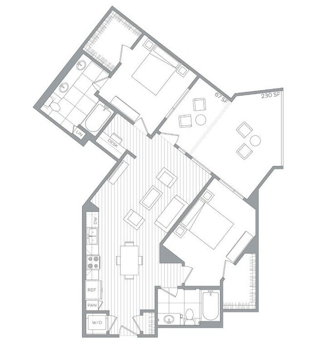 2 Beds • 2 Bath 601 floor plan