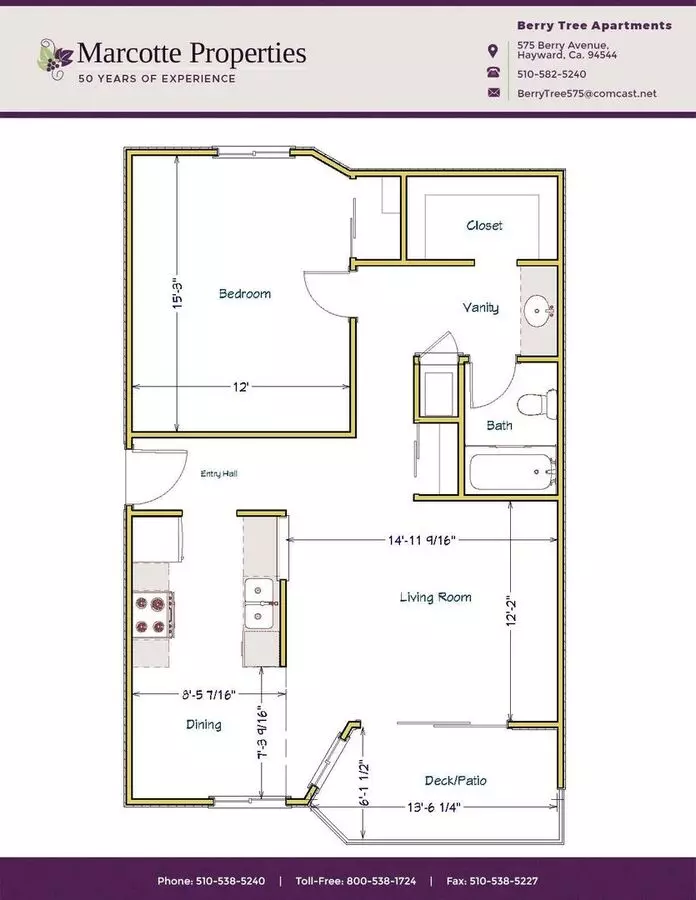 2 Bdrm One Bath floor plan