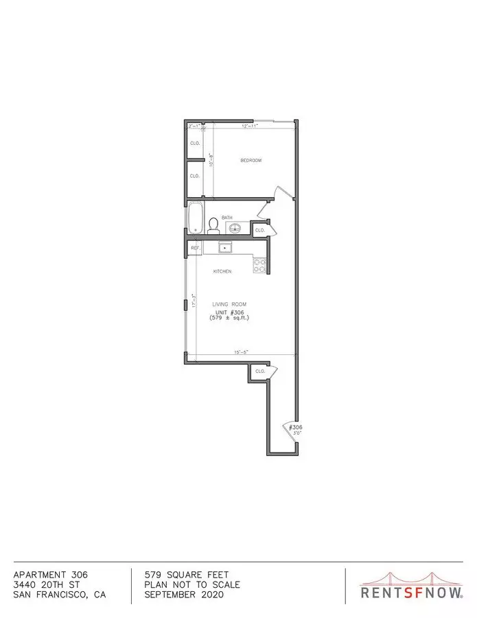 1 Bed • 1 Bath - floor plan