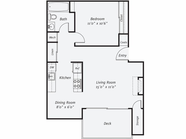 1 Bed • 1 Bath 00V-118 floor plan