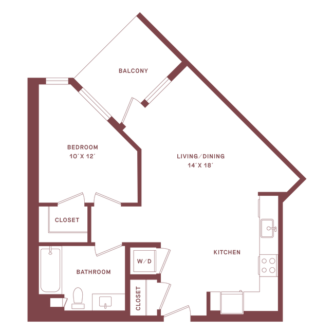 1 Bed • 1 Bath 625 floor plan
