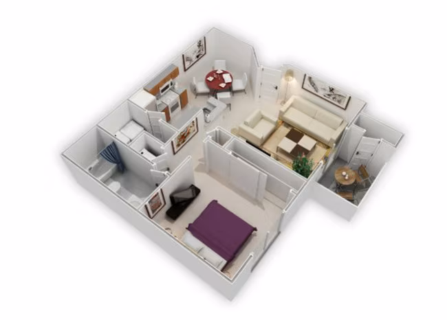 1 Bed • 1 Bath 3918 floor plan