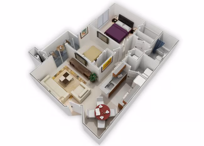 2 Beds • 1 Bath 3804 floor plan