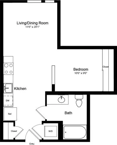 1 Bed • 1 Bath 364 floor plan