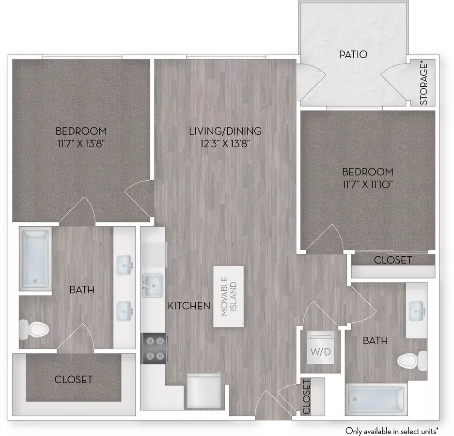 2 Beds • 2 Bath 523 floor plan