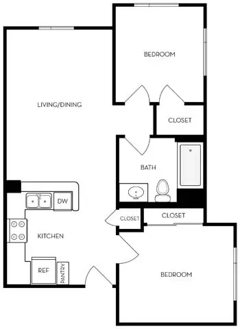 2BD, 1BTH A WAITLIST2x1 floor plan