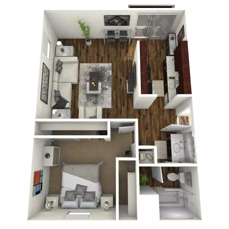 1 Bed • 1 Bath E-1 floor plan