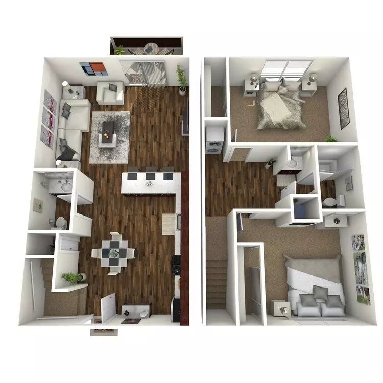 2 Beds • 1 Bath M-2 floor plan