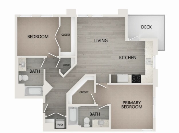 2 Beds • 2 Bath AUCPMG floor plan