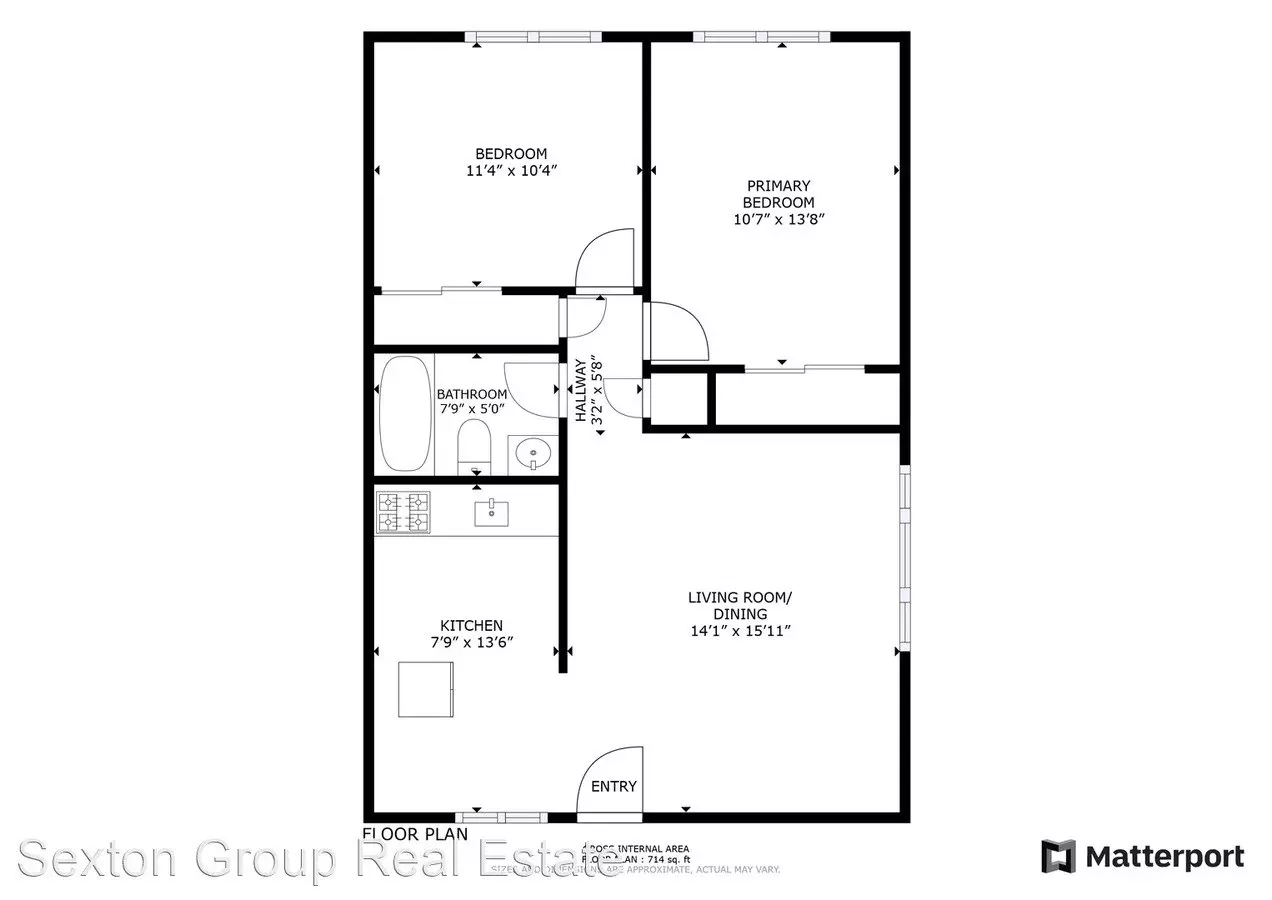 2BR/1.0BA E floor plan