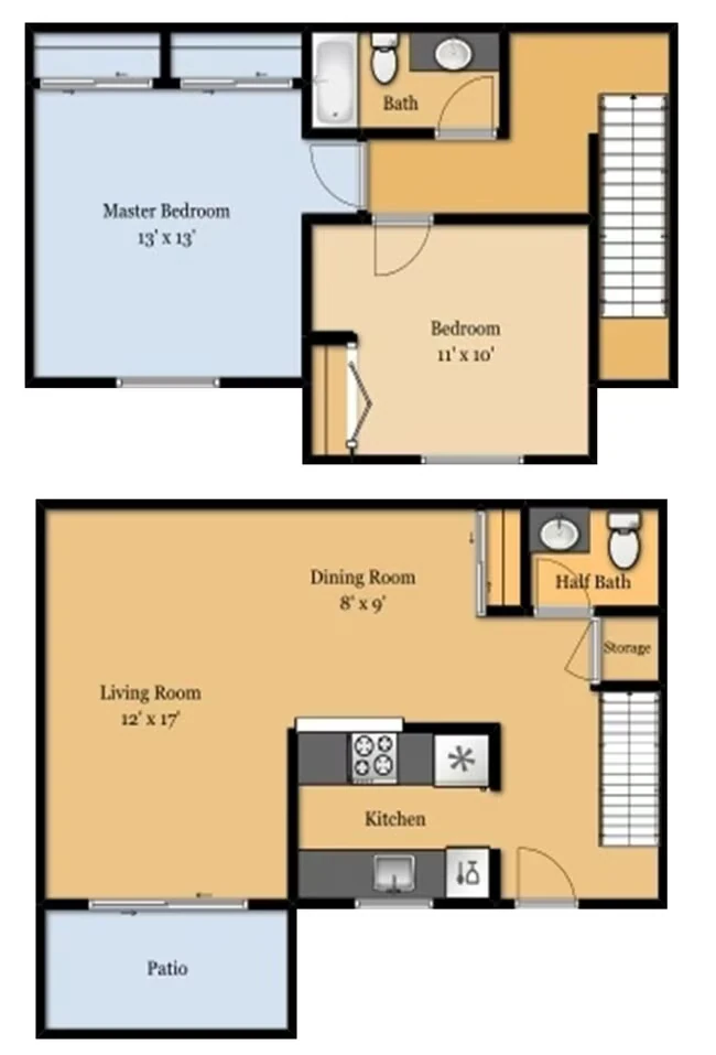 2 Beds • 1 Bath B16 floor plan