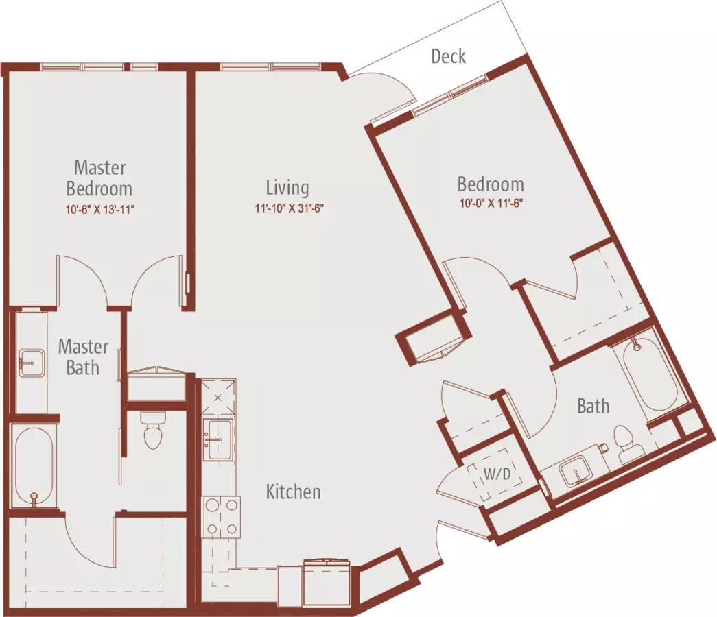 2 Beds • 2 Bath 216 floor plan