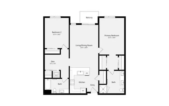 2B+DEN 1404 1404 floor plan