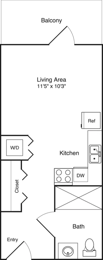 Studio • 1 Bath 1117A floor plan