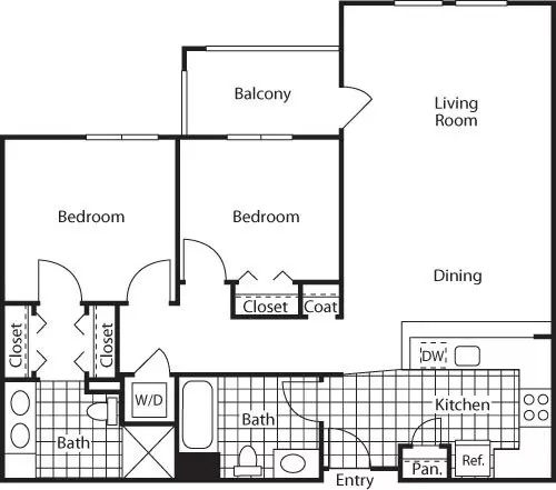 2 Beds • 2 Bath 4119 floor plan