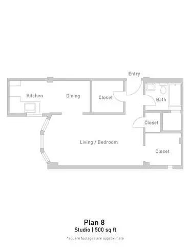 Studio • 1 Bath 605 floor plan