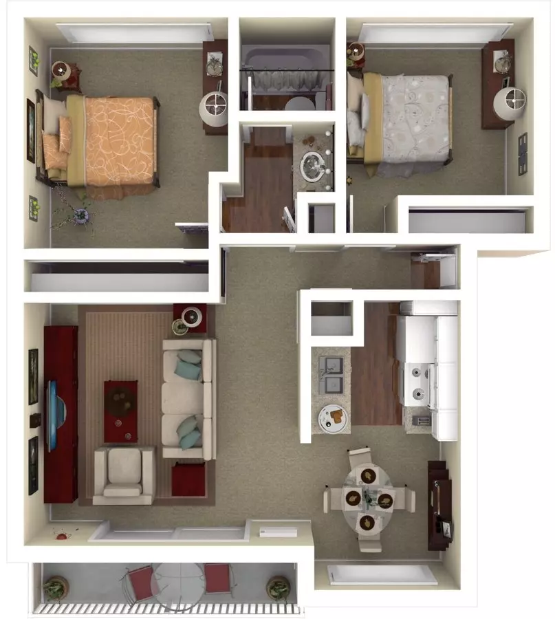 2 Beds • 1 Bath 251 floor plan