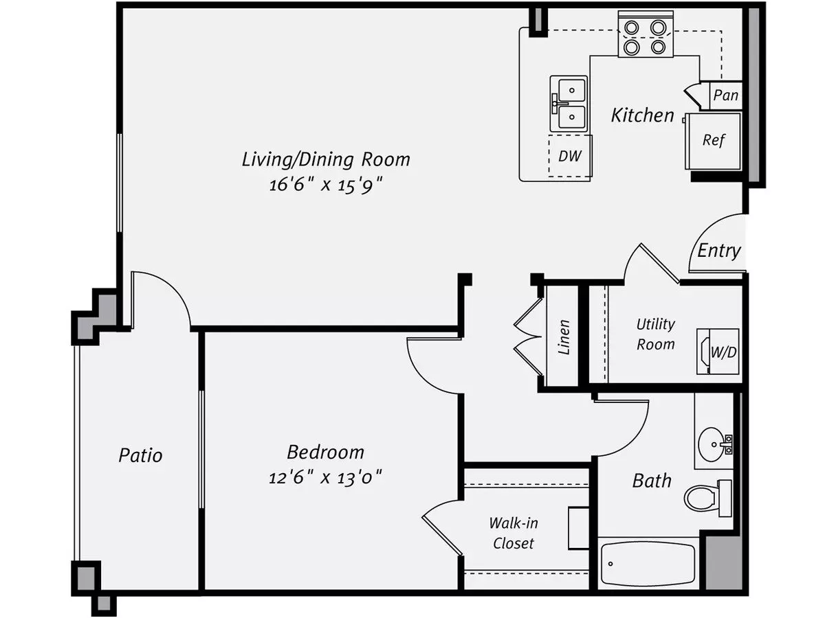 1BR/1BA 34-267 floor plan