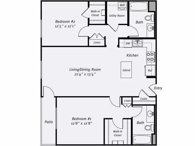 2BR/2BA 24-415 floor plan