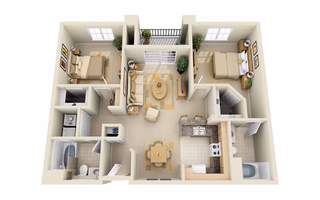 2 Beds • 2 Bath 1311 floor plan