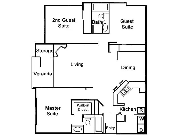 3 Beds • 2 Bath N107 floor plan