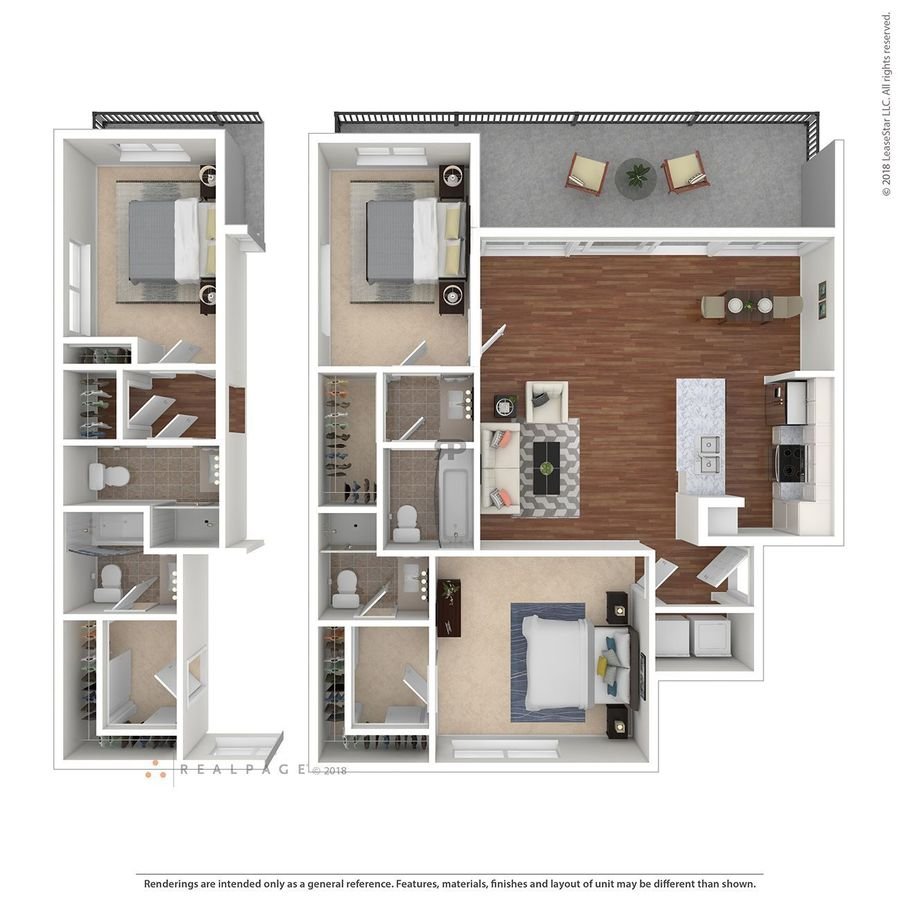 2BR / 2BA / 1114 sqft floor plan