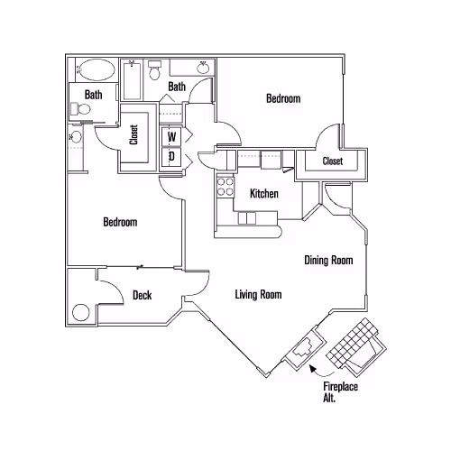 2 Beds • 2 Bath 207 floor plan