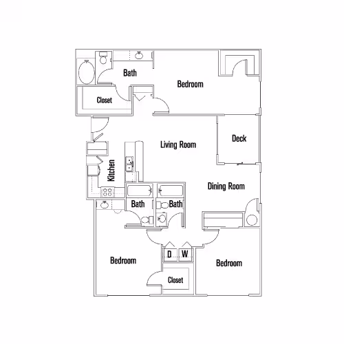 3 Beds • 3 Bath 206 floor plan