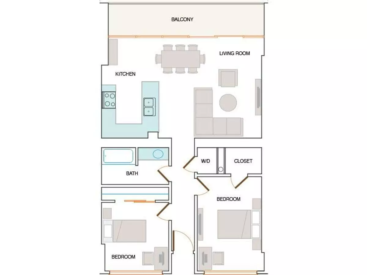 2 Beds • 1 Bath 204 floor plan