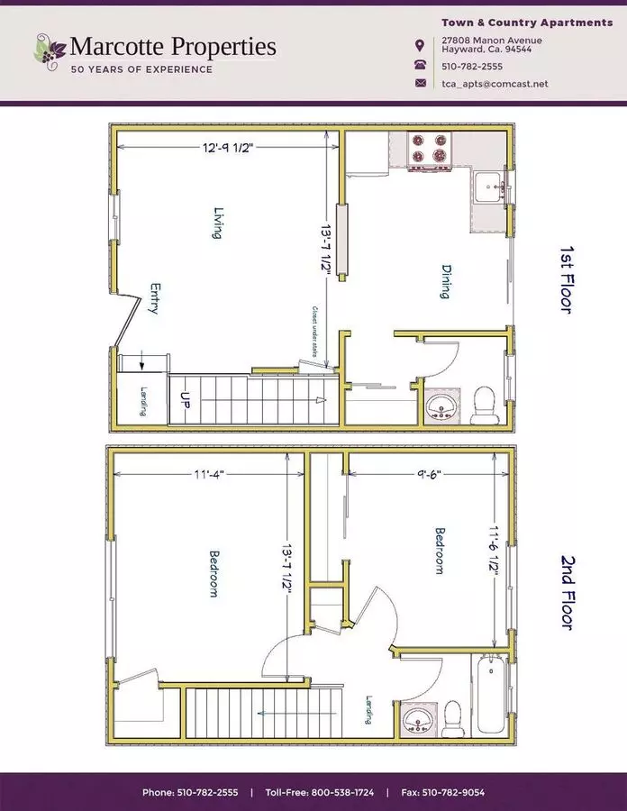 Two Bedroom, One Bath floor plan
