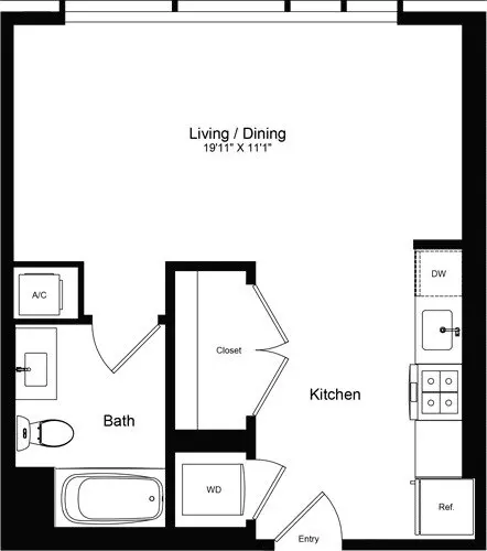 Studio • 1 Bath 217 floor plan