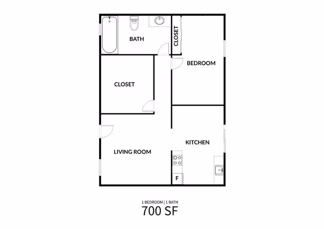 1 Bed • 1 Bath 1x1 floor plan