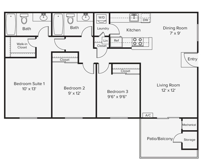 3 Beds • 2 Bath 00H-171 floor plan