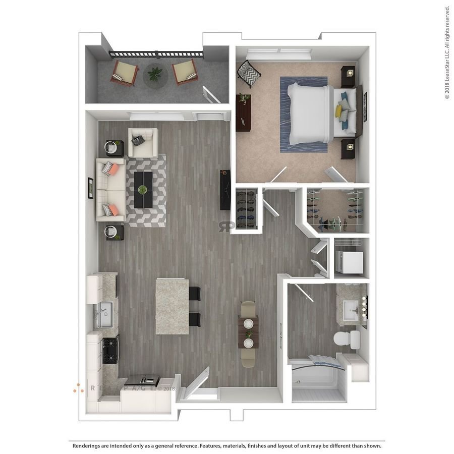 1 Bed • 1 Bath 465 floor plan