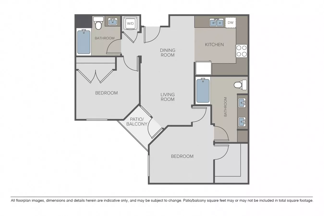 2 Beds • 2 Bath 340 floor plan