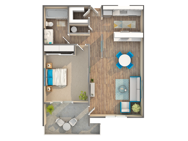 1 Bed • 1 Bath 3-27 floor plan
