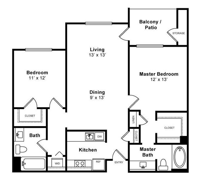 2 Beds • 2 Bath C121 floor plan