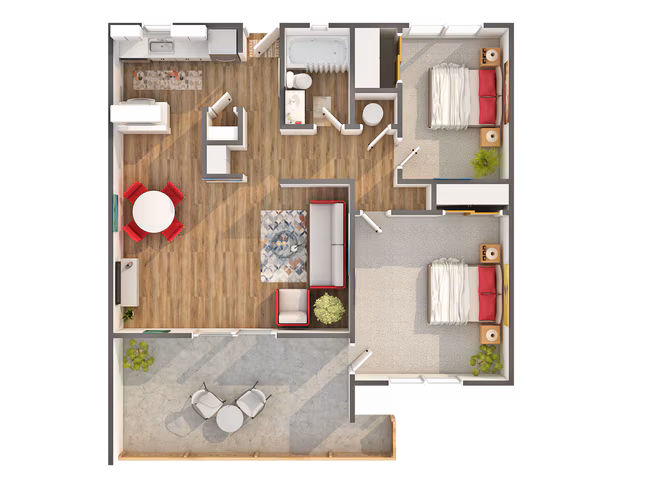 2 Beds • 1 Bath 12-112 floor plan