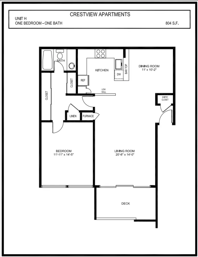 Plan C1: 1 Bed 1 Bath 311 311 floor plan