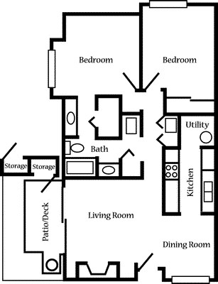 2 Beds • 1 Bath 1226 floor plan