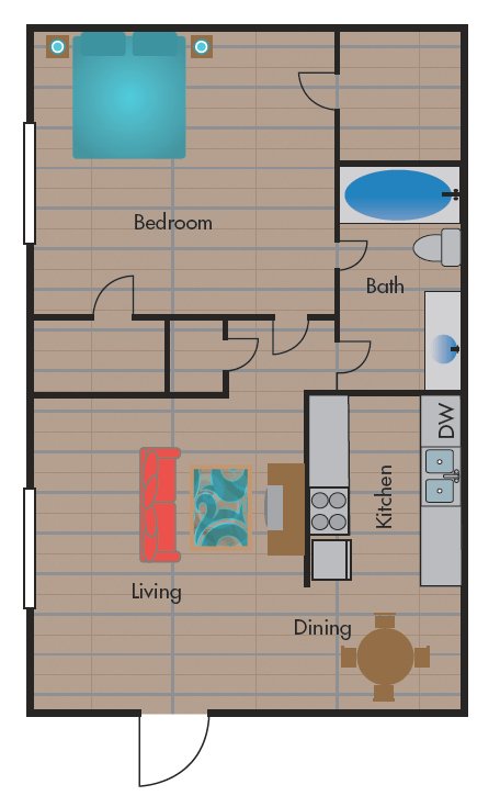 1 Bed • 1 Bath 041 floor plan