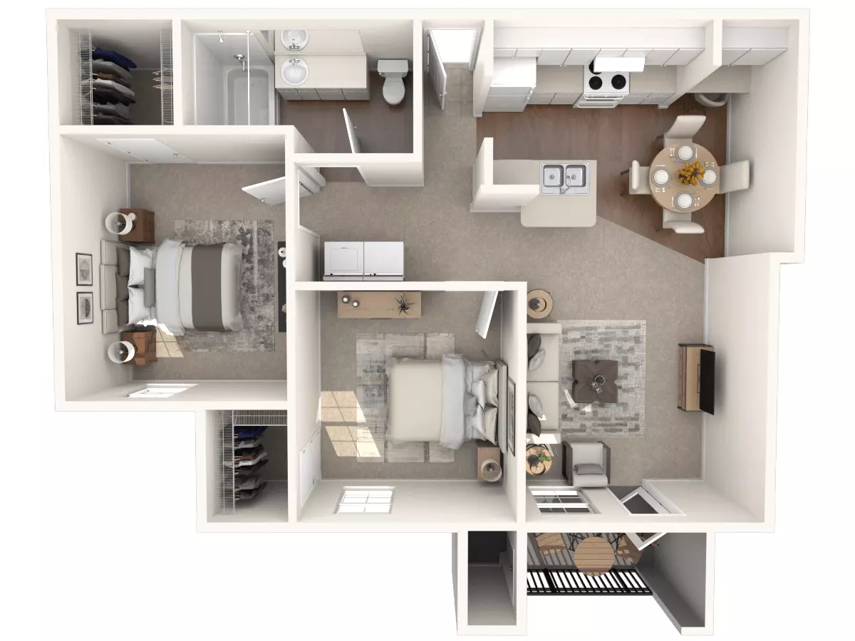 2BR/1BA F2212 floor plan