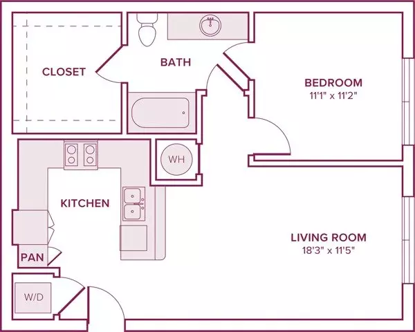 1 Bed • 1 Bath 2105 floor plan