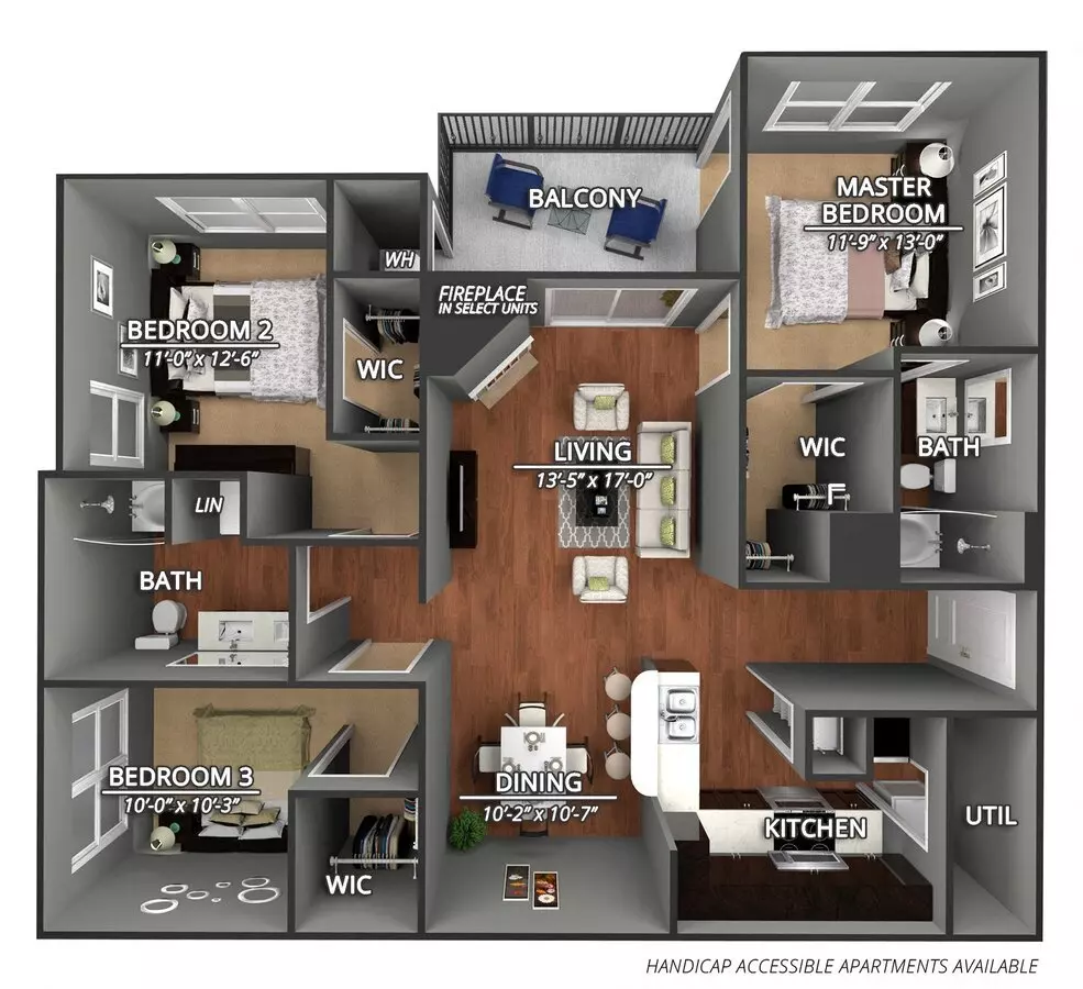 3 Beds • 2 Bath 10228 floor plan