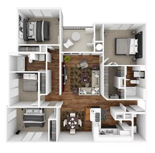 4 Beds • 2 Bath 121 floor plan