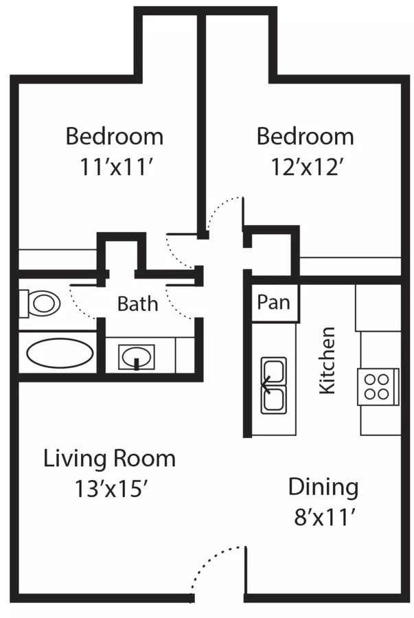 The Cottage: 2/1 (832) at South Shore 2104 floor plan