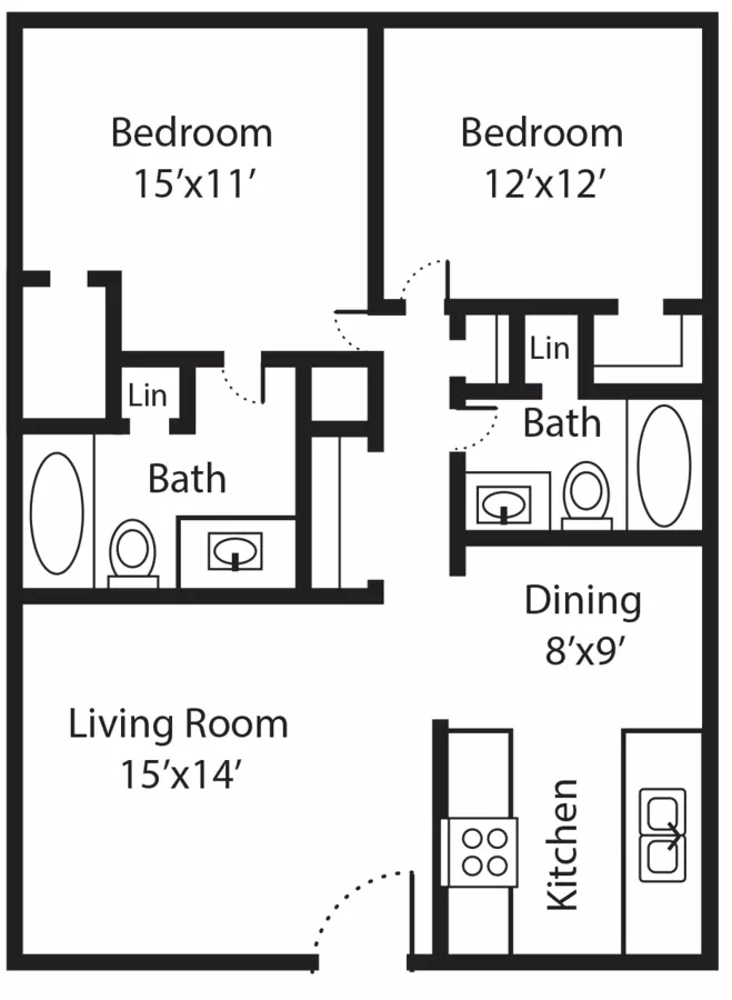 The Retreat: 2/2 (912) at South Shore 2004 floor plan