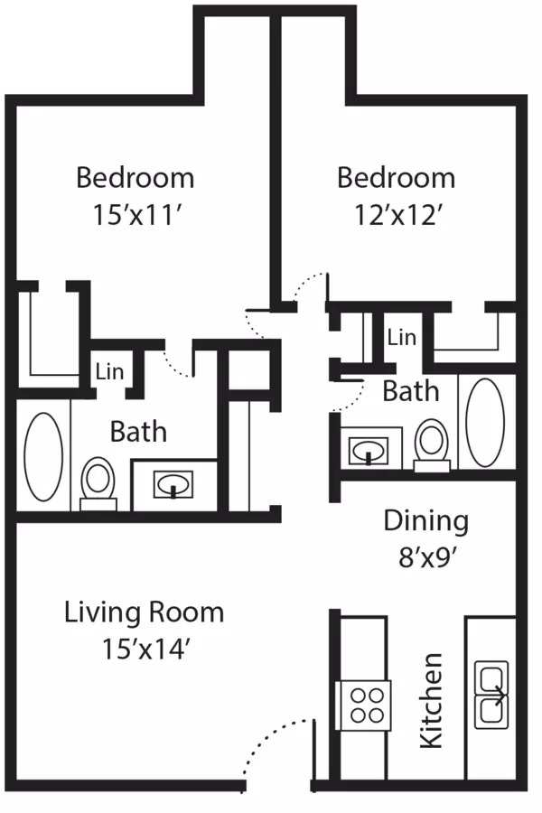 The Villa: 2/2 (948) at South Shore 3115 floor plan